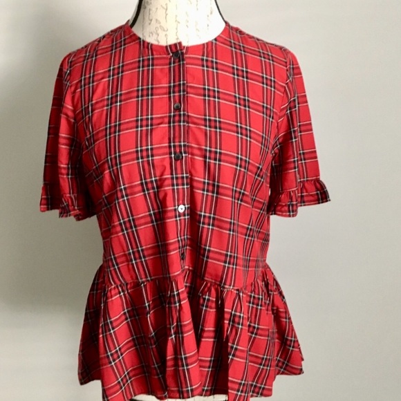 Madewell Tops - Madewell Ruffle-Hem Top in Clanton Plaid